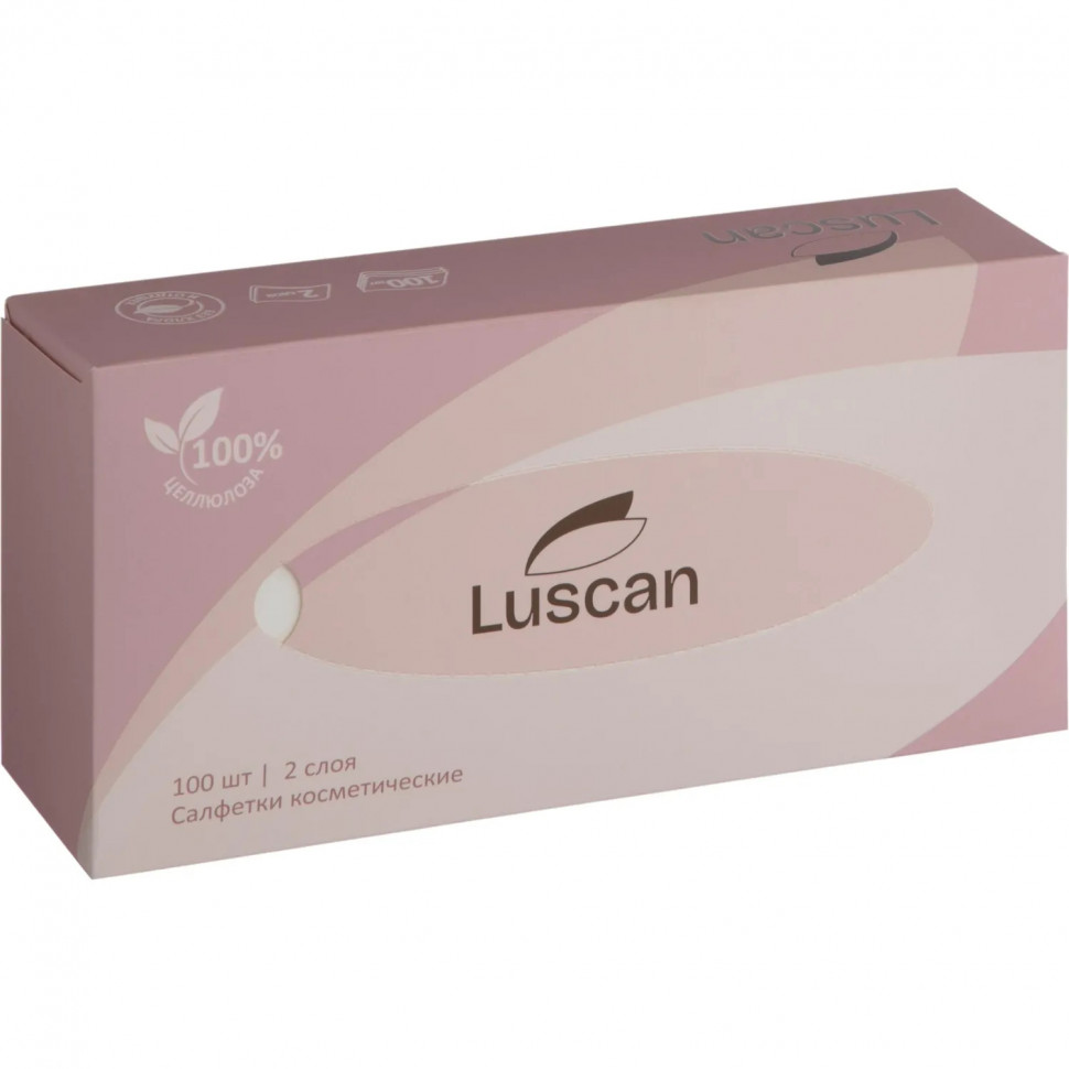 Салфетки косметические Luscan 2сл белые 100шт/уп_СПБ