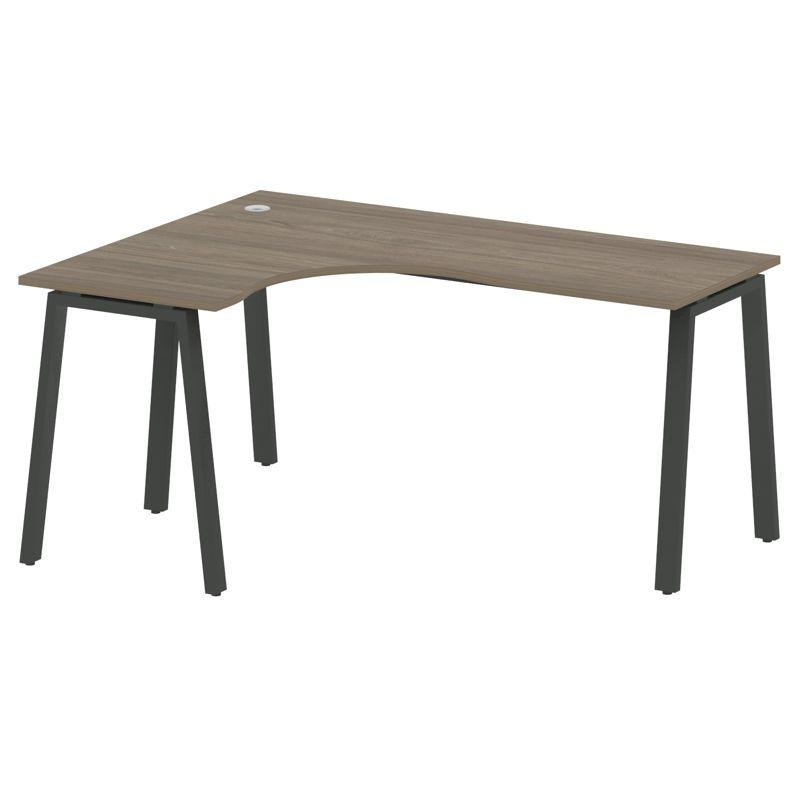 Metal System Стол криволинейный левый на А-образном м/к БА.СА-4 (L) Вяз Благородный/Металл Антрацит