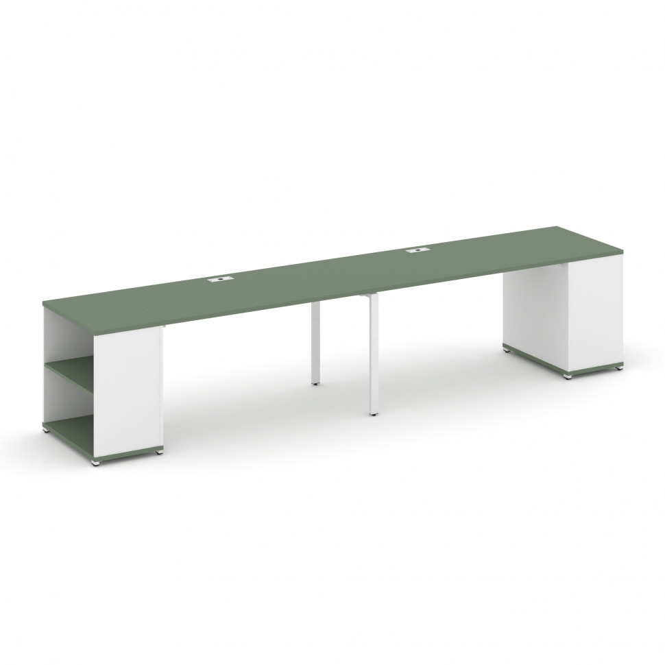 Concept Рабочая станция с опорными стеллажами CN.ORS-204 Кобо/Белый Бриллиант/Металл Белый 4000*720*