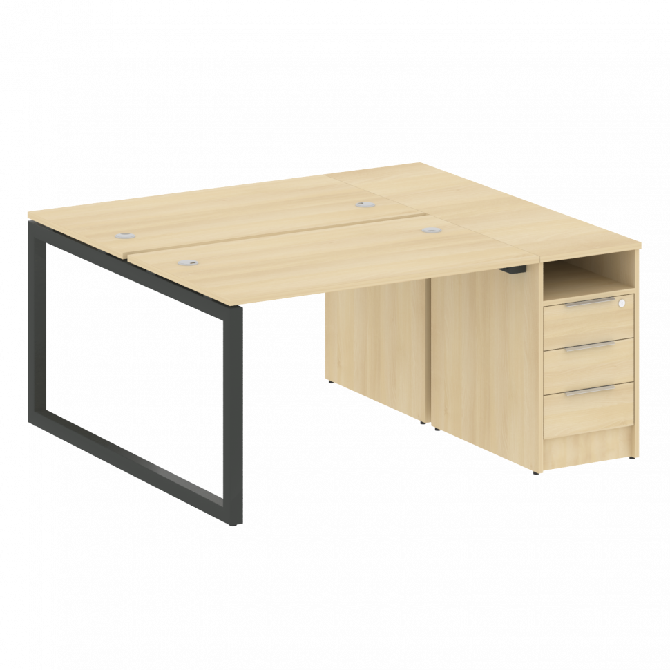 Metal System Quattro Рабочая станция с тумбой на О-образном м/к 50БО.РС-СТП-2.2 Акация Лорка/Металл