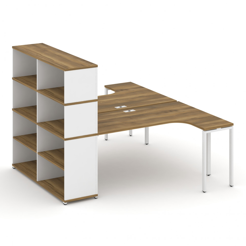 Concept Рабочая станция с опорным стеллажом с надставкой выс. CN.DSA-208 Сандал Янтарный/Белый Брилл