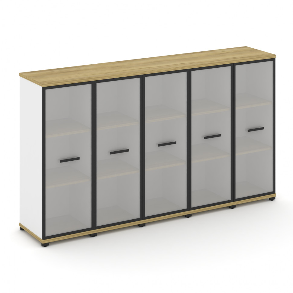 Concept Шкаф 5 узких секций, 3 ниши CN.STU-356 RMB B Дуб Винченцо/Белый Бриллиант/Металл Черный/Сати