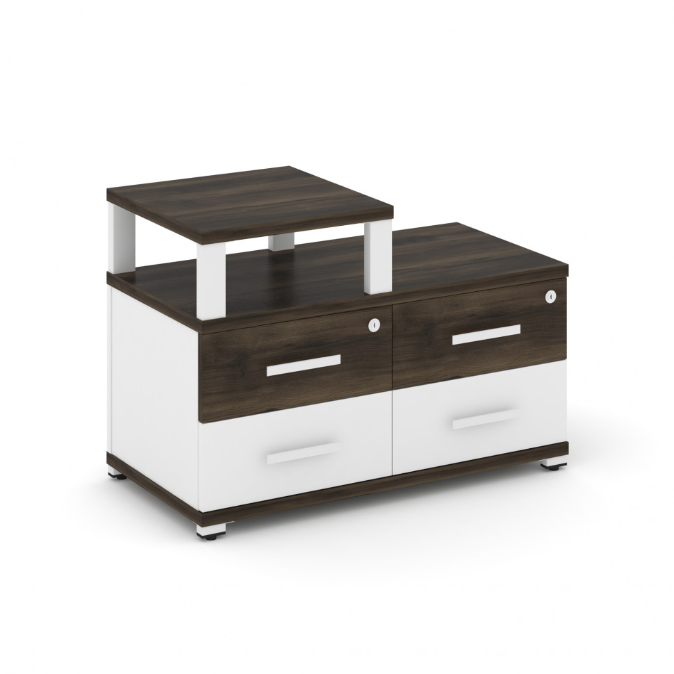 Concept Тумба приставная широкая 4 ящ. с надставкой узкой CN.TSP-002 W Дуб Мали/Белый Бриллиант/Мета