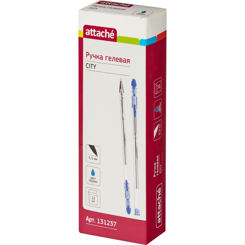 Ручка гелевая неавтомат. Attache City 0,5мм синий Россия