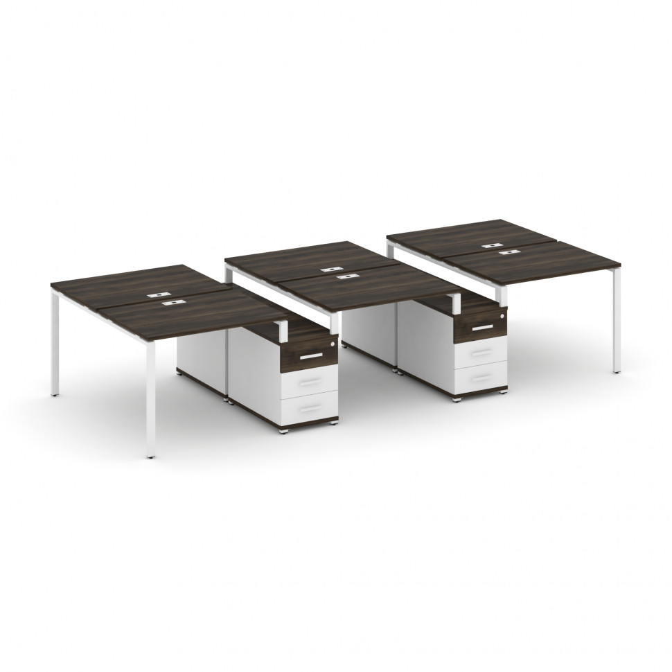 Concept Рабочая станция 6 мест с 2 двухсторонними опорными тумбами CN.DRS-333 W Дуб Мали/Белый Брилл Concept Рабочая станция 6 мест с 2 двухсторонними опорными тумбами CN.DRS-333 W Дуб Мали/Белый Брилл