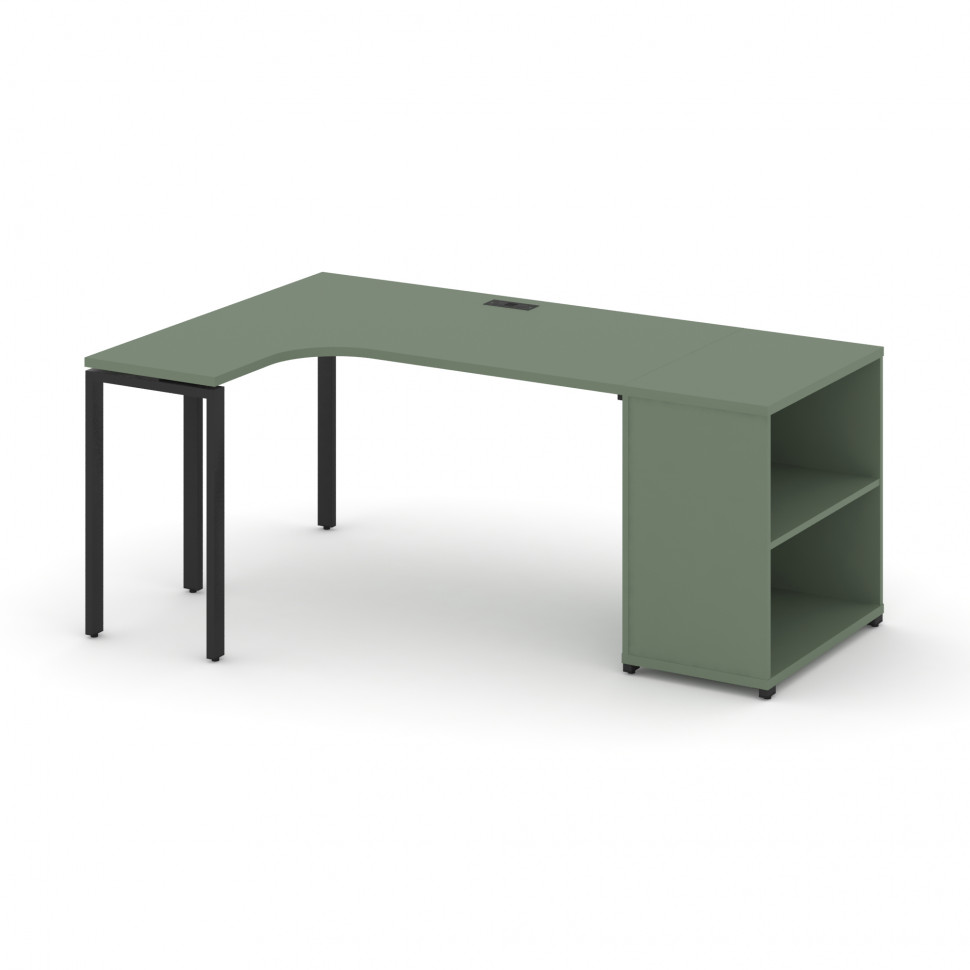 Concept Стол эргономичный опорным стеллажом CN.SA-202(L) Кобо/Металл Черный 2000*1180*750