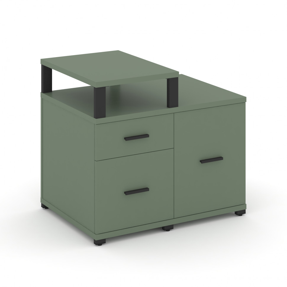 Concept Тумба приставная сервисная с надставкой узкой CN.TSR-002 B Кобо/Металл Черный 836*600*750