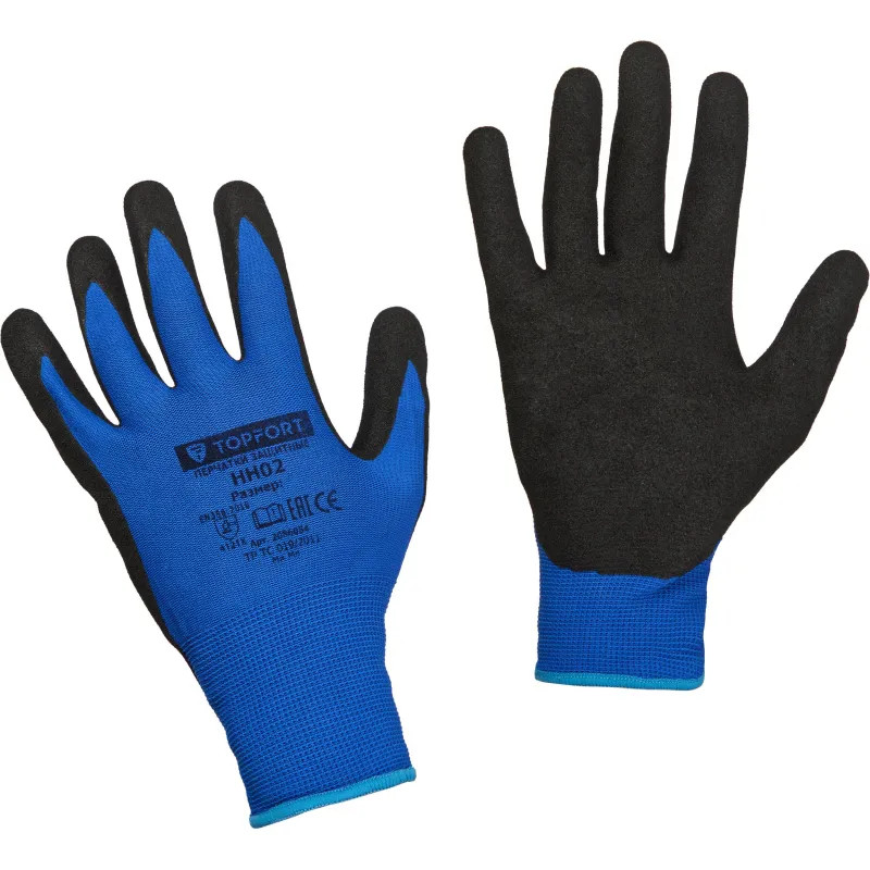 Перчатки защитные TOPFORT НН02 нейлон с нитриловым покрытием р.9
