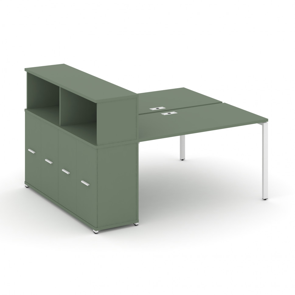 Concept Рабочая станция с опорным распаш. шкафом с надставкой низ. CN.DRS-227 W Кобо/Металл Белый 18