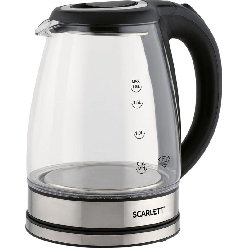 Чайник SCARLETT SC-EK27G88, электрический, стекло, 1800Вт, 1.8л, черный