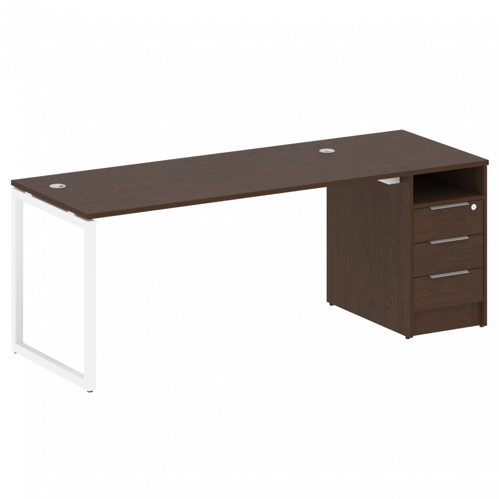 Metal System Quattro Рабочая станция с тумбой на О-образном м/к 40БО.РС-СТП-1.4 Венге Цаво/Металл Бе