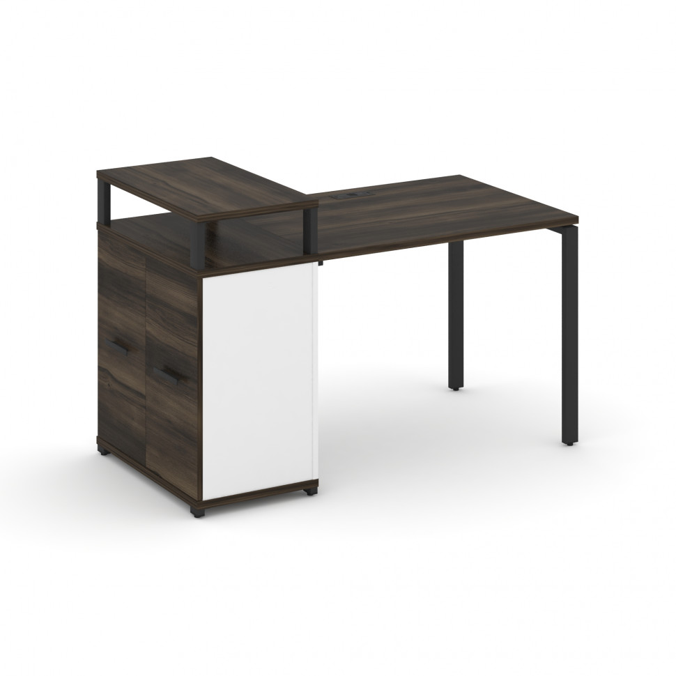 Concept Стол рабочий с опорным распаш. шкафом с верх. горизонтом  CN.SP-221 B Дуб Мали/Белый Бриллиа