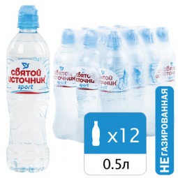 Вода негазированная питьевая СВЯТОЙ ИСТОЧНИК "Спорт", 0,5 л, пластиковая бутылка, 12031256