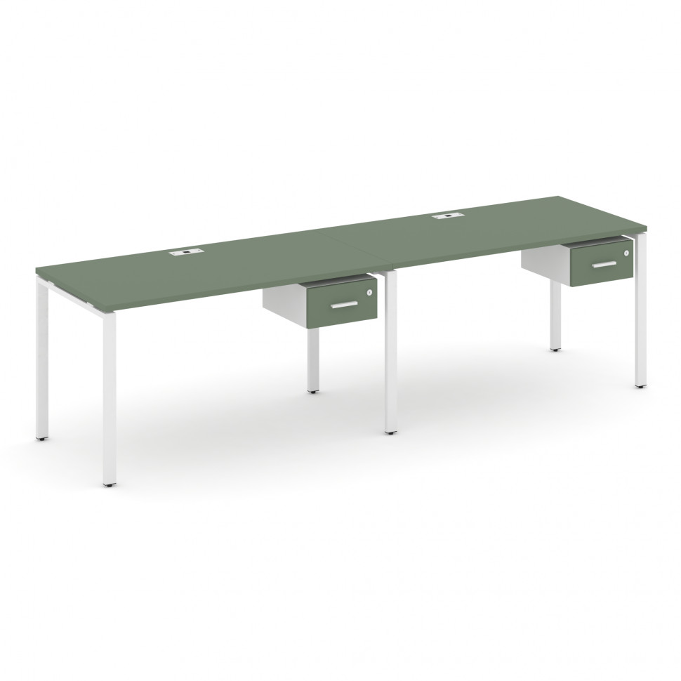 Concept Рабочая станция односторонняя с подвес. тумбами 2 места CN.ORS-111 W Кобо/Белый Бриллиант/Ме