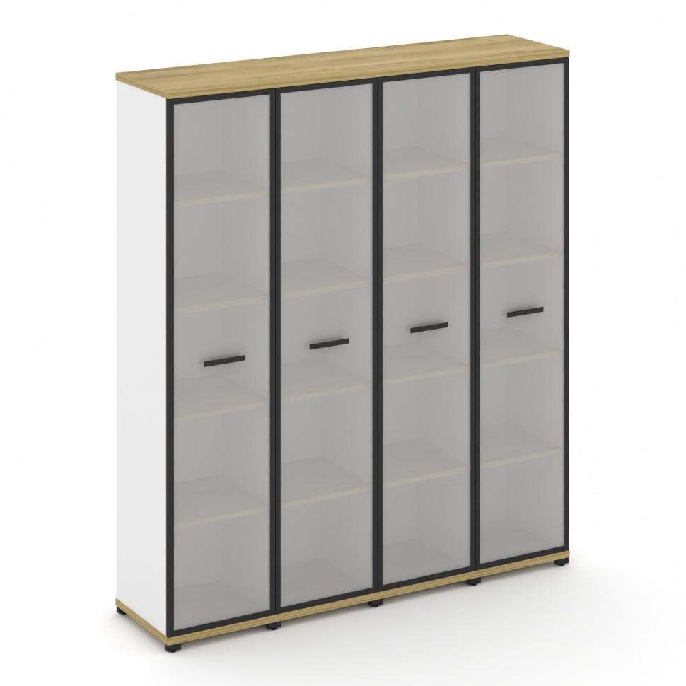 Concept Шкаф 4 узкие секции, 5 ниш CN.STU-548 RMB B Дуб Винченцо/Белый Бриллиант/Металл Черный/Сатин
