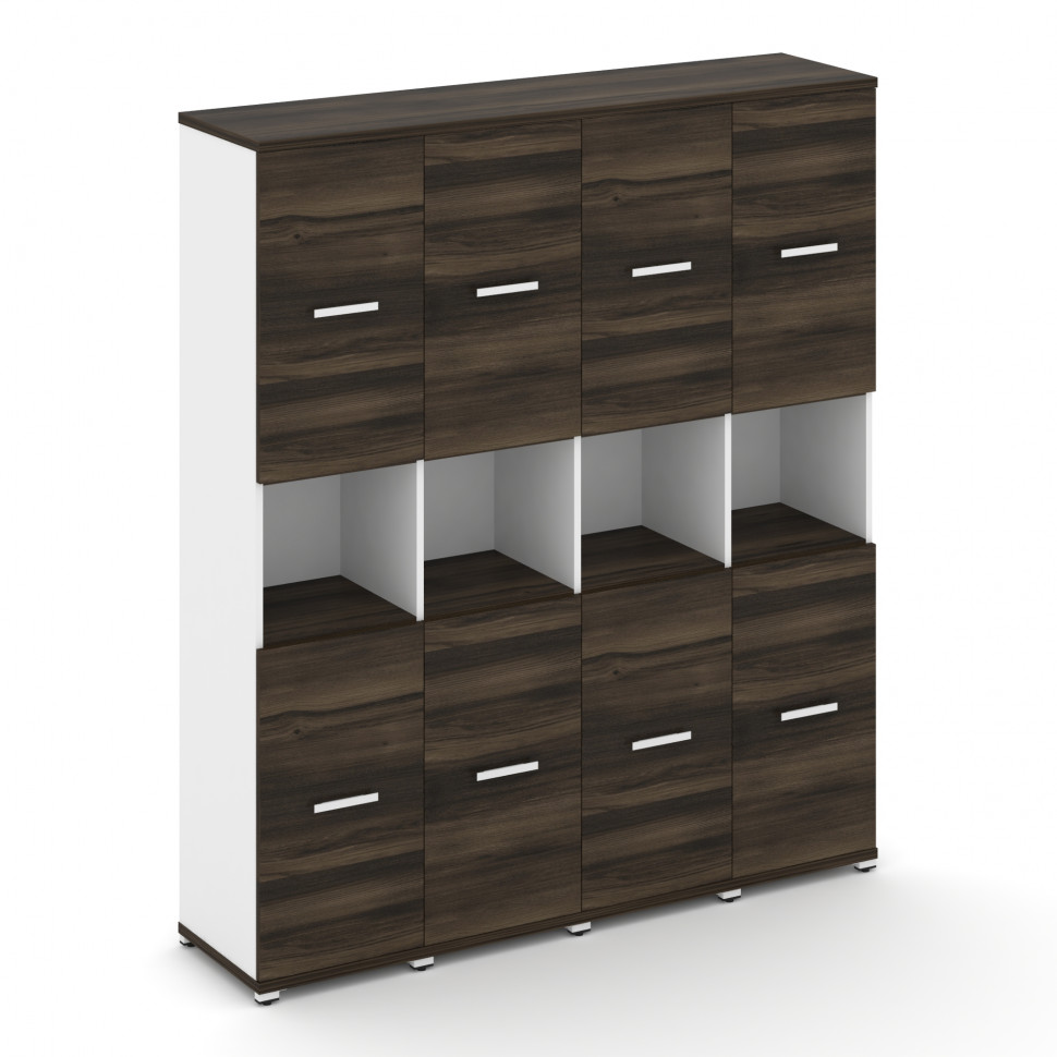 Concept Шкаф 4 узкие секции, 5 ниш CN.STU-543 W Дуб Мали/Белый Бриллиант/Металл Белый 1668*420*1922