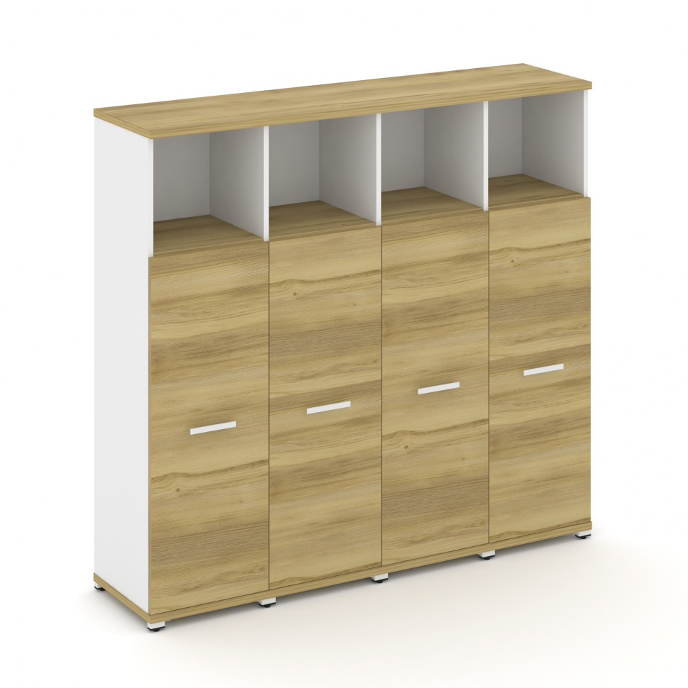 Concept Шкаф 4 узкие секции, 4 ниши  CN.STU-443 W Дуб Винченцо/Белый Бриллиант/Металл Белый 1668*420