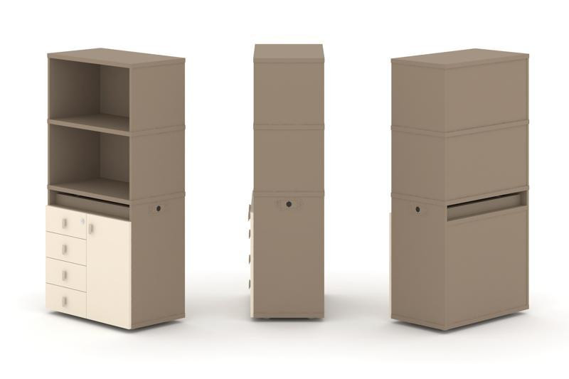 Estetica Набор №2. Тумба одиночная+высокая надставка ES.NB.1V-2 Латте/Сатин 750*410*1520