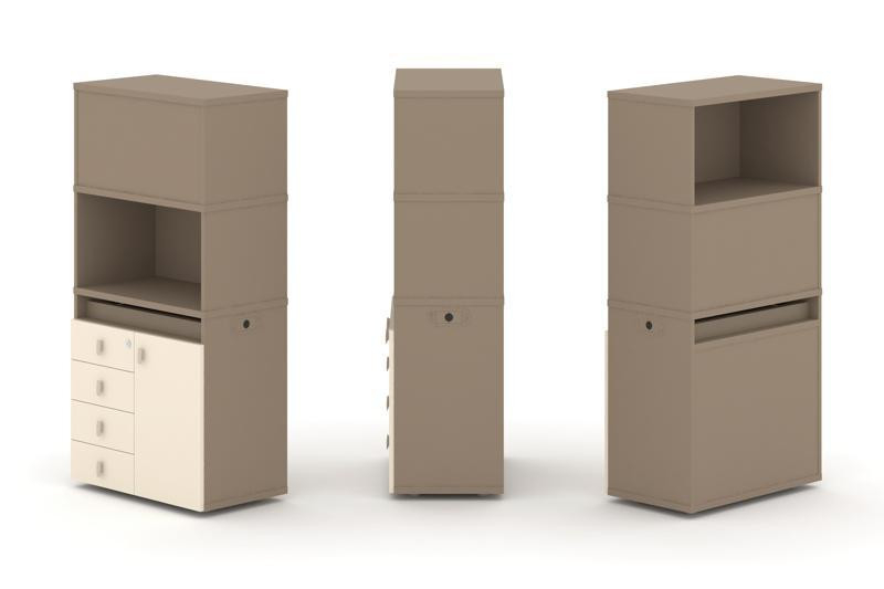 Estetica Набор №2. Тумба одиночная+высокая надставка ES.NB.1V-2 Латте/Сатин 750*410*1520