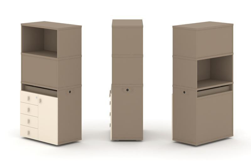 Estetica Набор №2. Тумба одиночная+высокая надставка ES.NB.1V-2 Латте/Сатин 750*410*1520