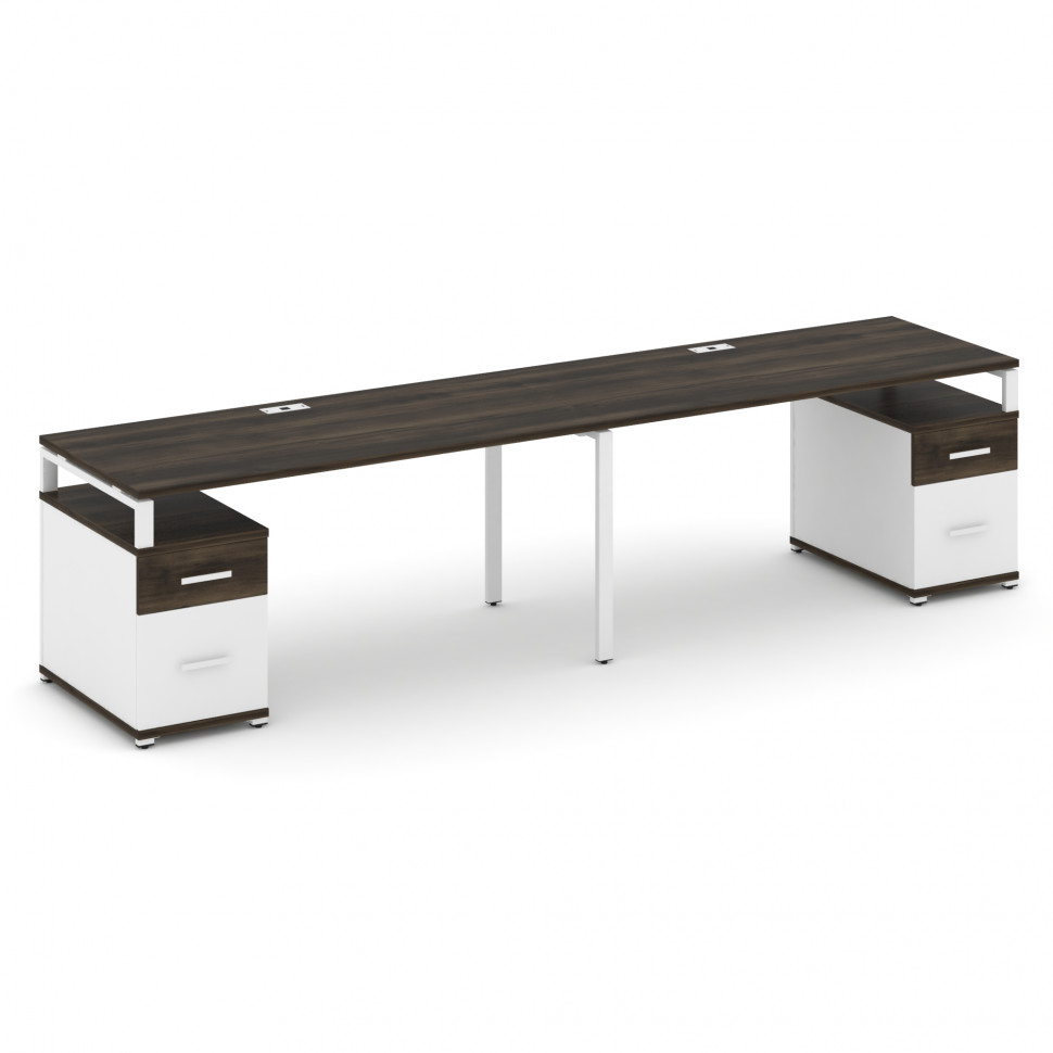 Concept Рабочая станция 2 места с 2 опорными тумбами CN.ORS-324 W Дуб Мали/Белый Бриллиант/Металл Бе Concept Рабочая станция 2 места с 2 опорными тумбами CN.ORS-324 W Дуб Мали/Белый Бриллиант/Металл Бе