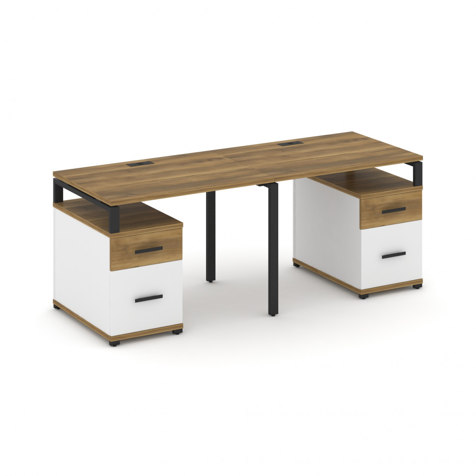 Concept Рабочая станция 2 места с 2 опорными тумбами CN.ORS-321 B Сандал Янтарный/Белый Бриллиант/Ме Concept Рабочая станция 2 места с 2 опорными тумбами CN.ORS-321 B Сандал Янтарный/Белый Бриллиант/Ме