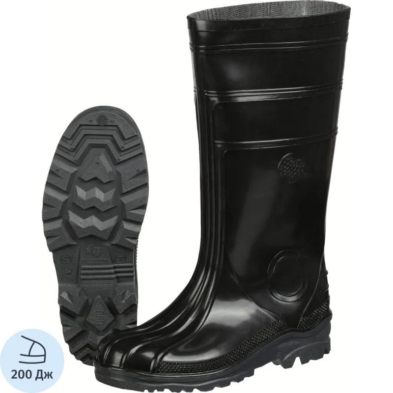 Сапоги мужские цв.черный мод. 155 (р.41) ПВХ с мет. подноском