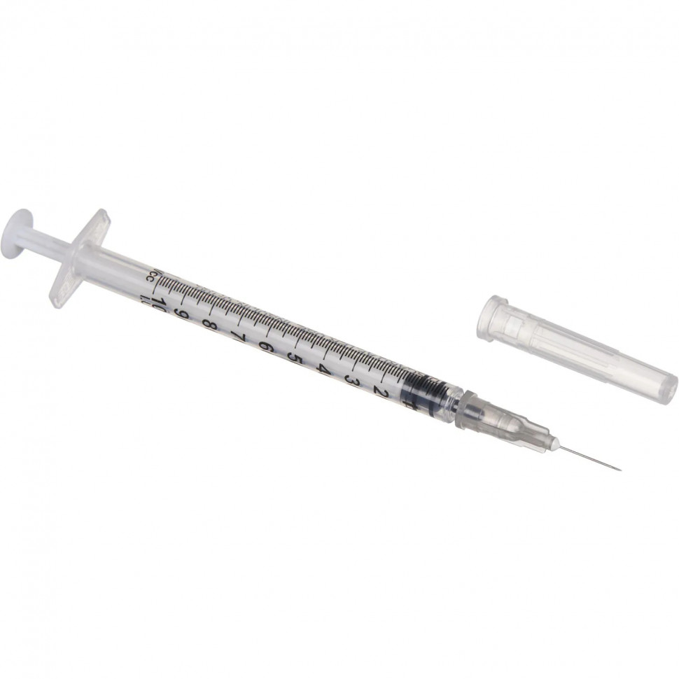 Шприц инсулиновый U-100 1мл 27G(0,4x12) над. 150шт/уп Джинлонг