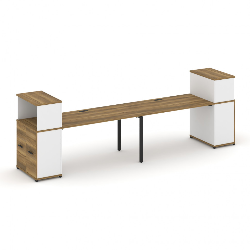 Concept Рабочая станция с опорными распаш. шкафами с надставкой низ. CN.ORS-227 B Сандал Янтарный/Бе