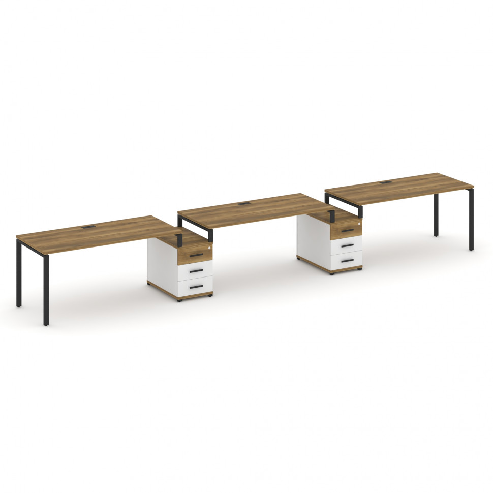 Concept Рабочая станция 3 места с 2 опорными тумбами CN.ORS-328 B Сандал Янтарный/Белый Бриллиант/Ме