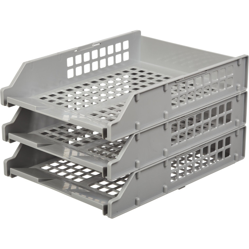 Лоток горизонтальный STRONG 3 шт. гориз.на металл.стержнях серый