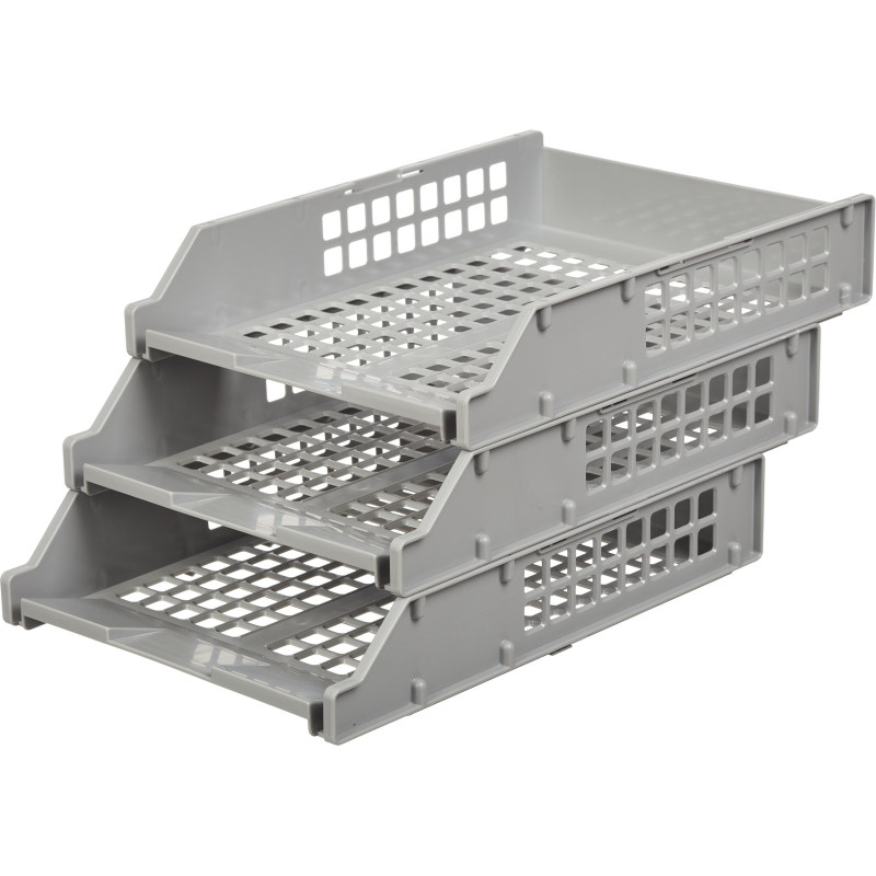 Лоток горизонтальный STRONG 3 шт. гориз.на металл.стержнях серый