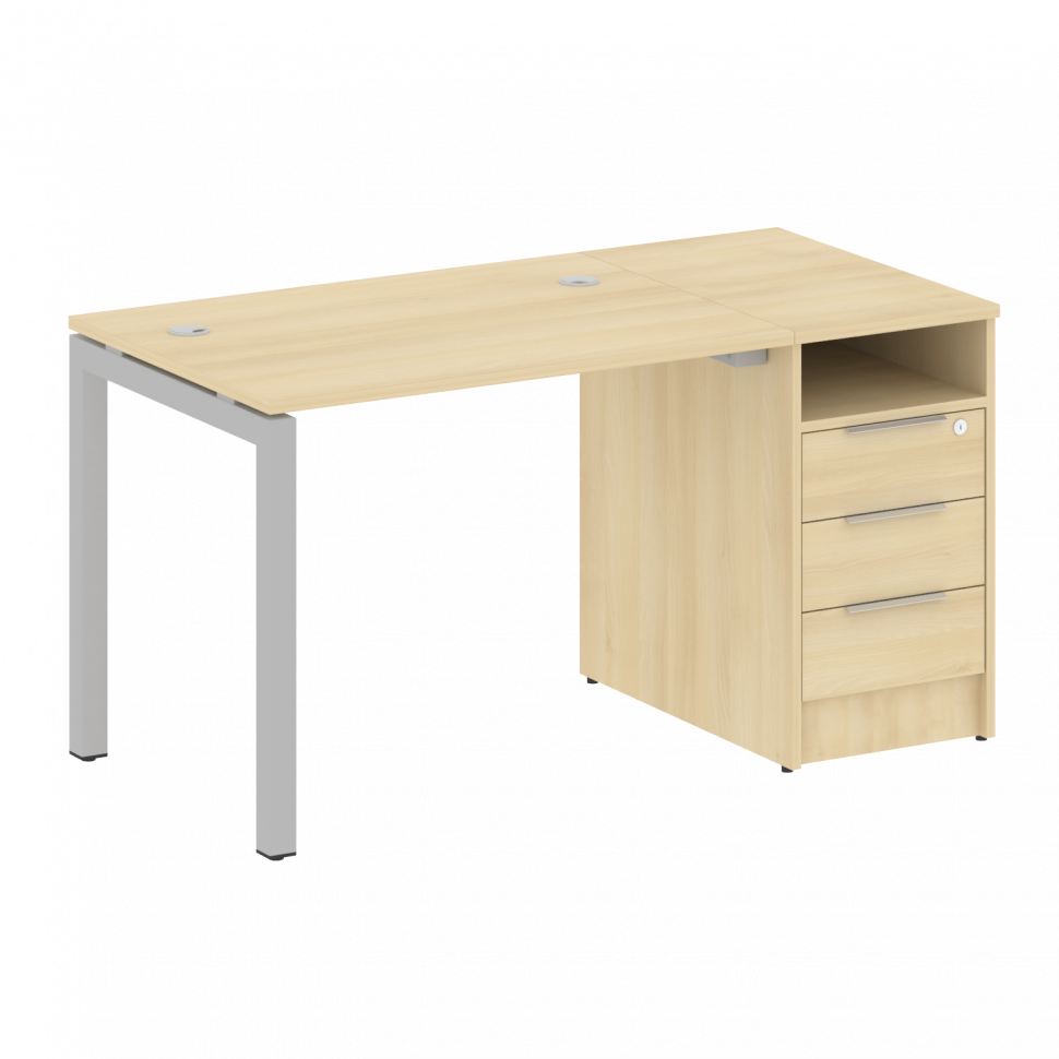 Metal System Quattro Рабочая станция с тумбой на П-образном м/к 50БП.РС-СТП-1.1 Акация Лорка/Металл