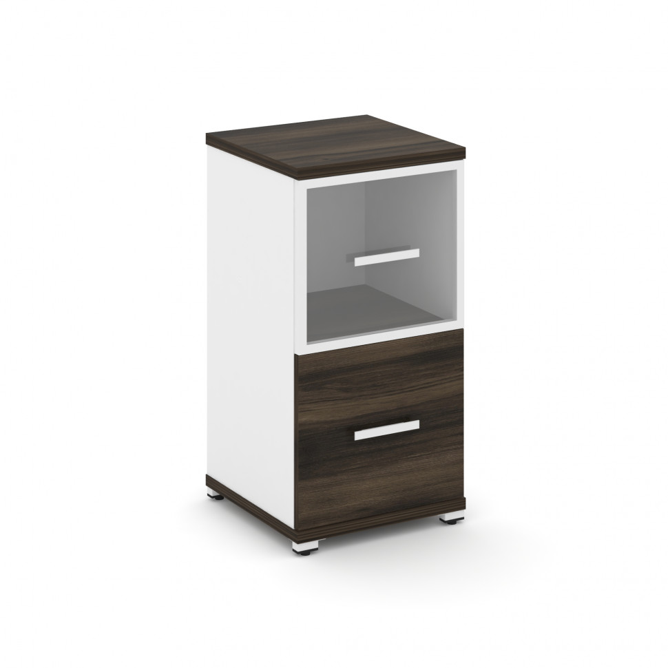 Concept Шкаф 1 узкая секция, 2 ниши CN.STU-212 RPW W Дуб Мали/Белый Бриллиант/Металл Белый/Прозрачны