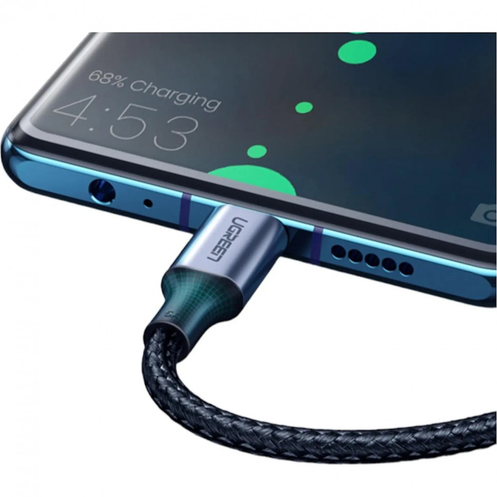 Кабель UGREEN USB C PD 100 Вт, в оплетке, черный. 1м (70427)