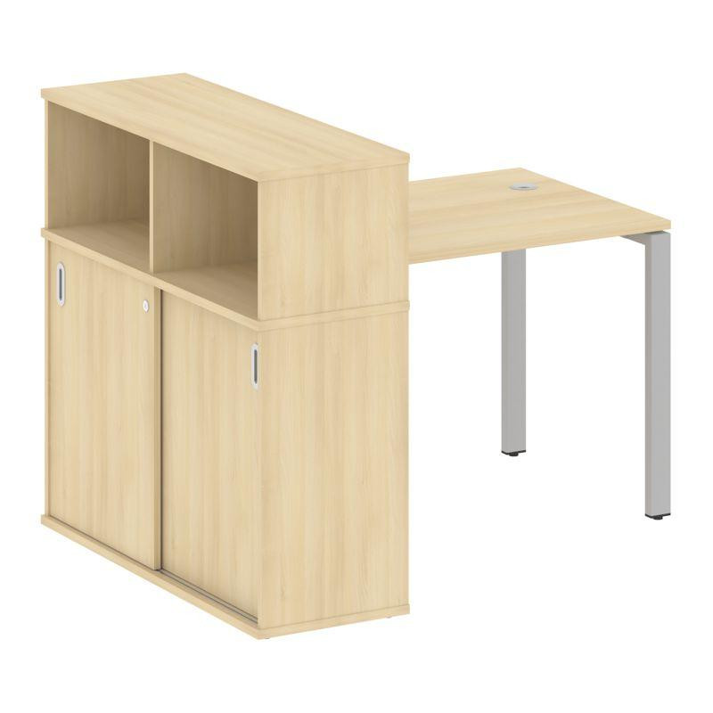 Metal System Стол письменный с шкафом-купе на П-образном м/к БП.РС-СШК-3.1 Т Акация Лорка/Металл Сер