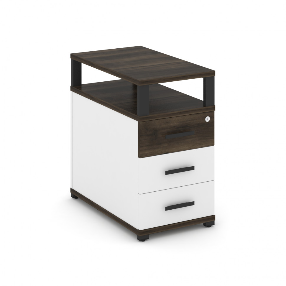 Concept Тумба приставная 3 ящ. с надставкой CN.TGP-001 B Дуб Мали/Белый Бриллиант/Металл Черный 420*
