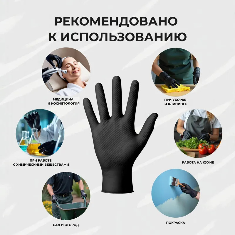 Перчатки одноразовые нитрил Steel Grip цв.черный (50 пар/уп)р.XL,ПС