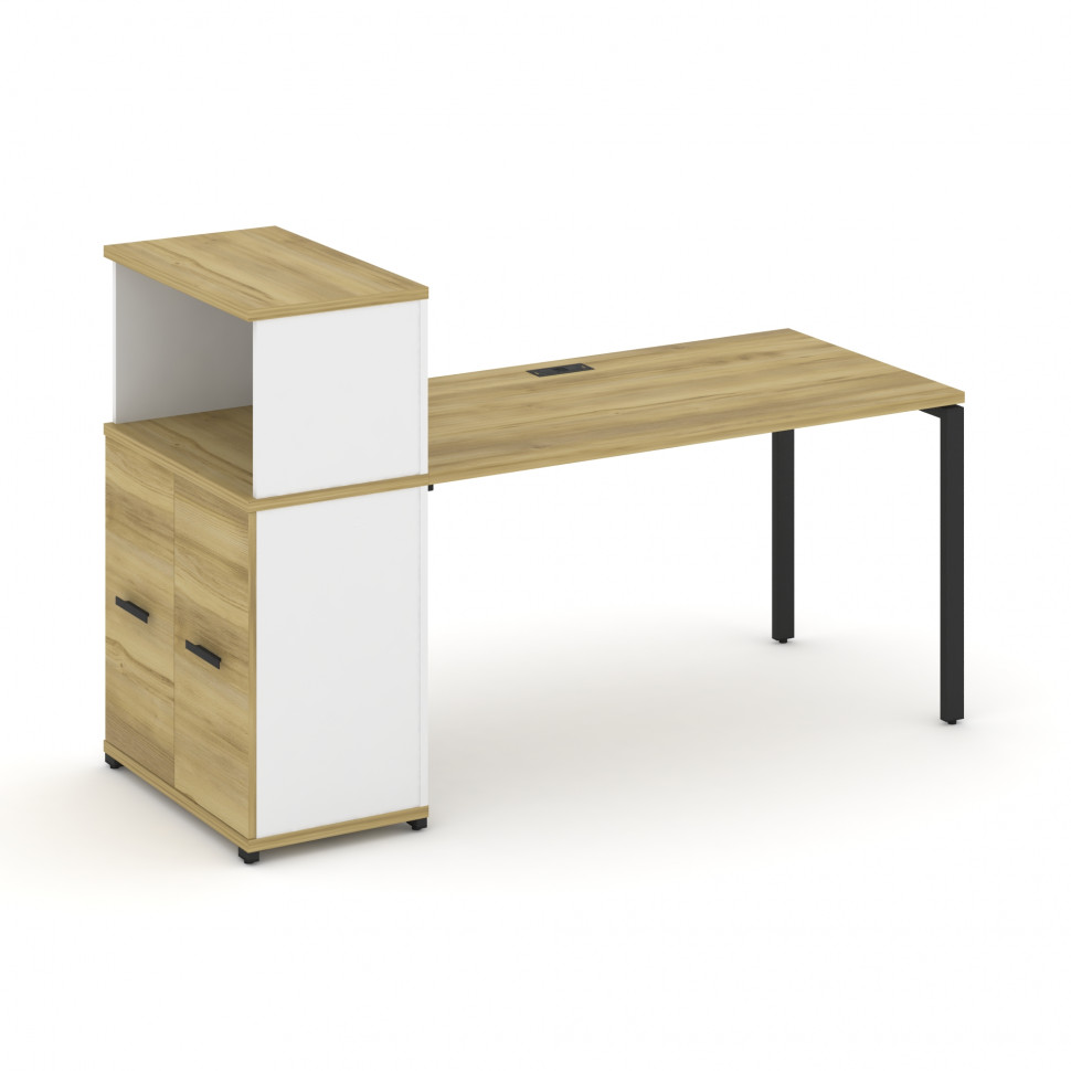 Concept Стол рабочий с опорным распаш. шкафом с надставкой низ. CN.SP-227 B Дуб Винченцо/Белый Брилл Concept Стол рабочий с опорным распаш. шкафом с надставкой низ. CN.SP-227 B Дуб Винченцо/Белый Брилл