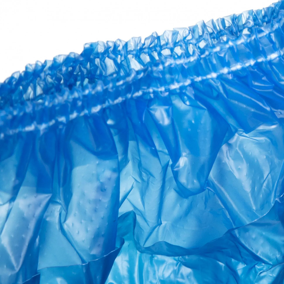 Бахилы 11 г, 2рез, двойные, синий, 25+25 мкм, Комус, 100пар/уп