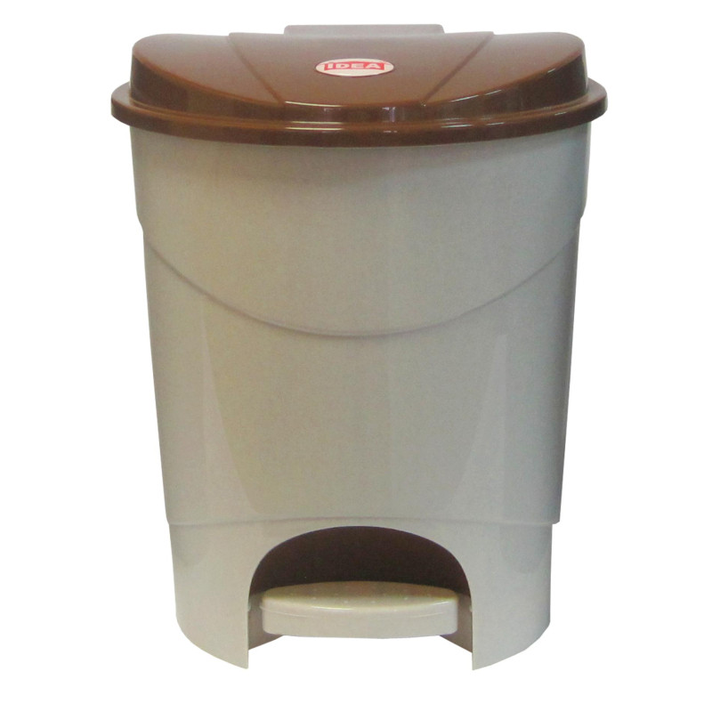 Ведро мусорное с педалью 19л пластиковое, бежевый мрамор_СПБ