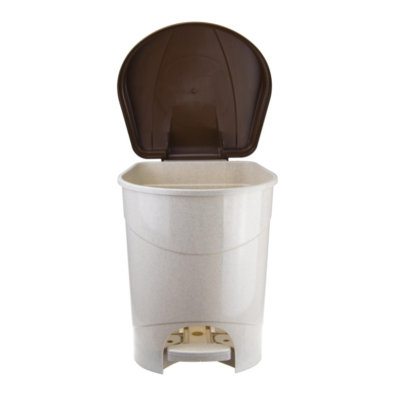 Ведро мусорное с педалью 19л пластиковое, бежевый мрамор_СПБ