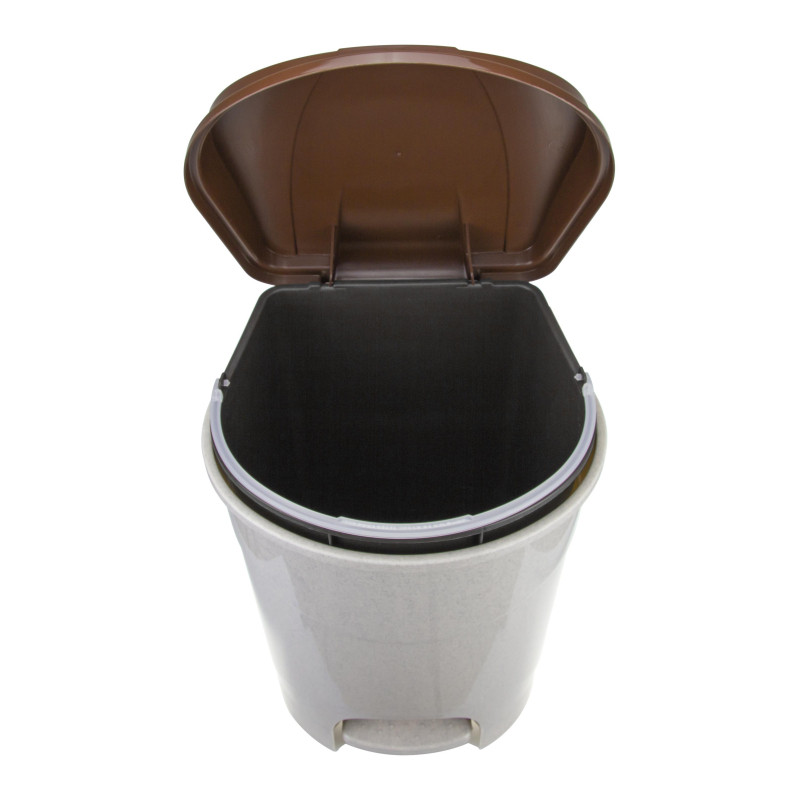 Ведро мусорное с педалью 19л пластиковое, бежевый мрамор_СПБ