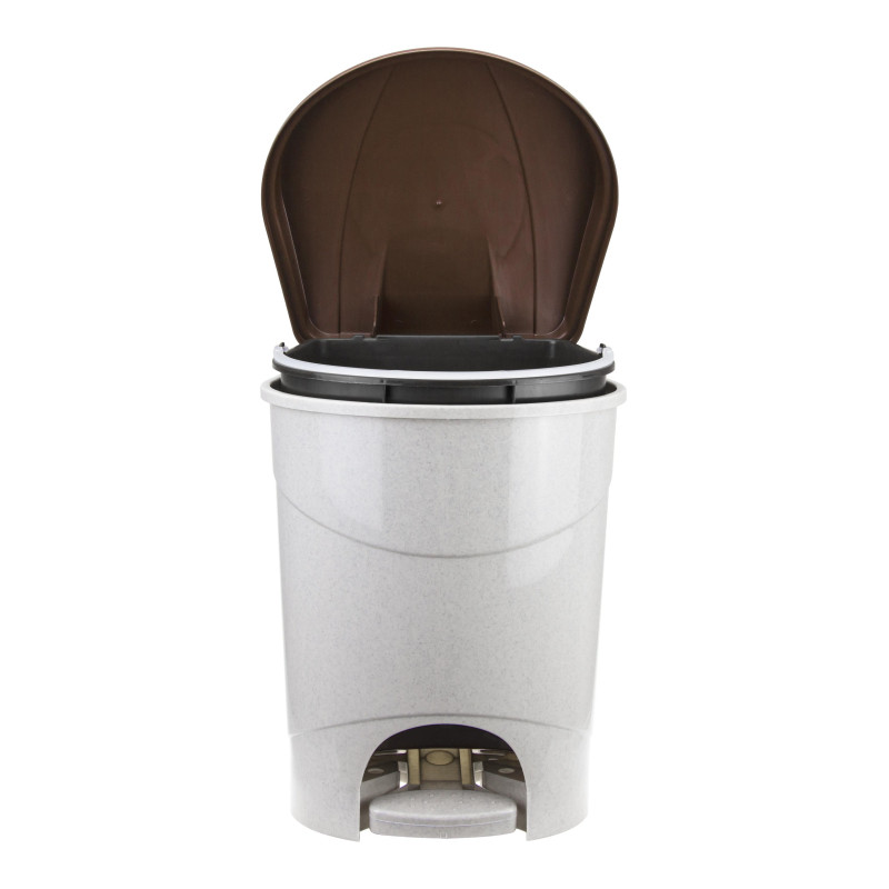 Ведро мусорное с педалью 19л пластиковое, бежевый мрамор_СПБ