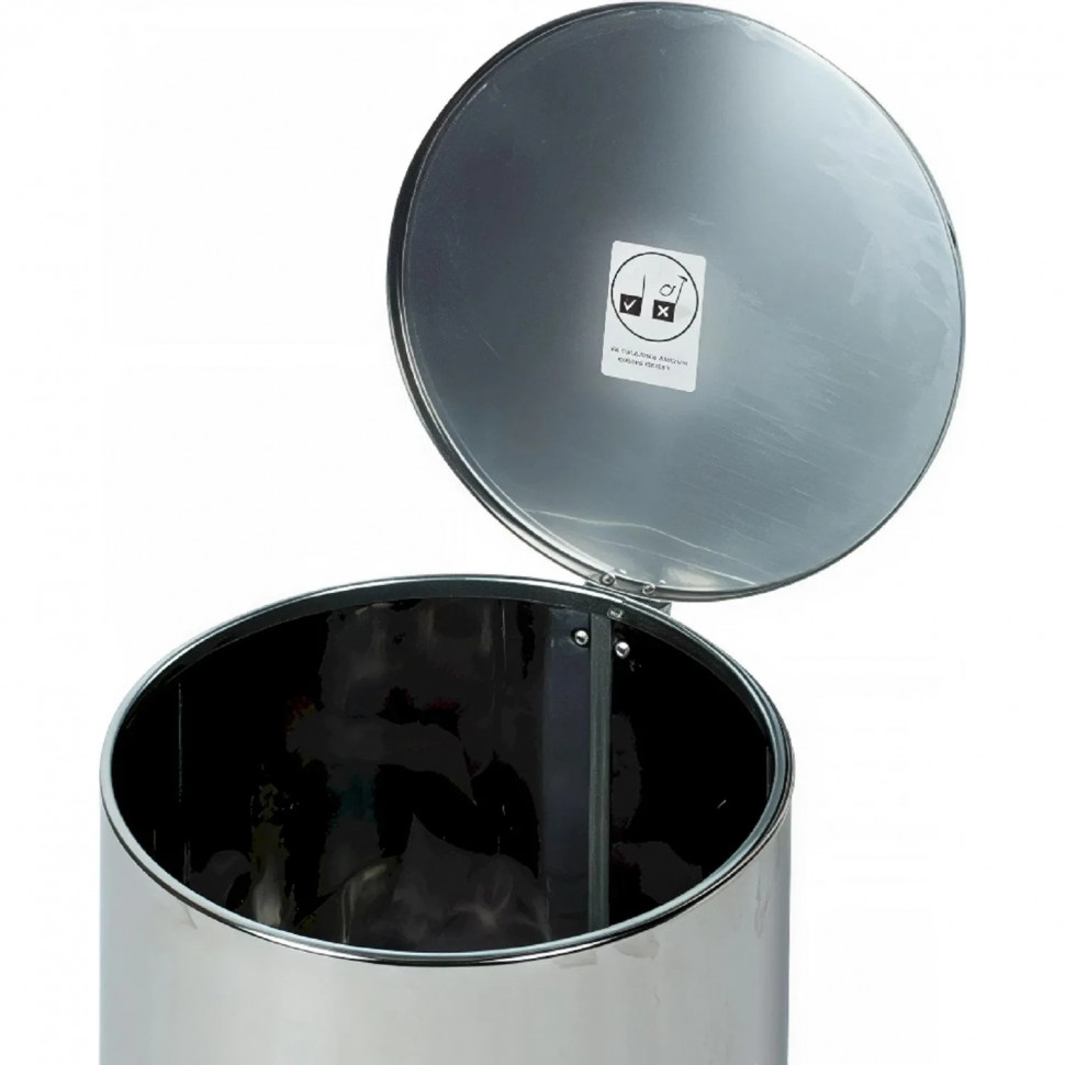 Ведро мусорное с педалью стальное, хром, 300х710мм, объем 50л