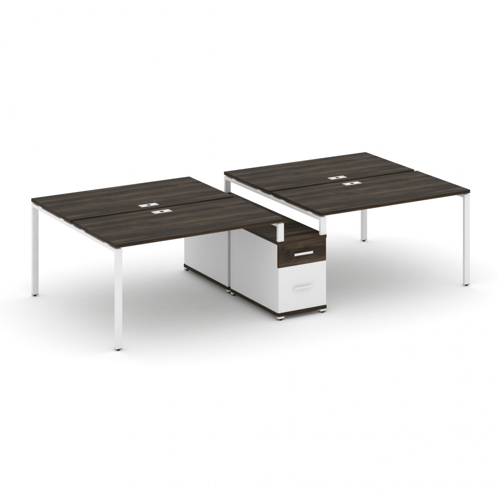 Concept Рабочая станция 4 места с двухсторонней опорной тумбой CN.DRS-315 W Дуб Мали/Белый Бриллиант