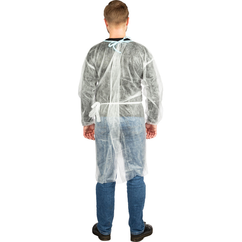 Халат одноразовый (накидка) на завязках белый 110 см рукав-резинка Халат одноразовый (накидка) на завязках белый 110 см рукав-резинка