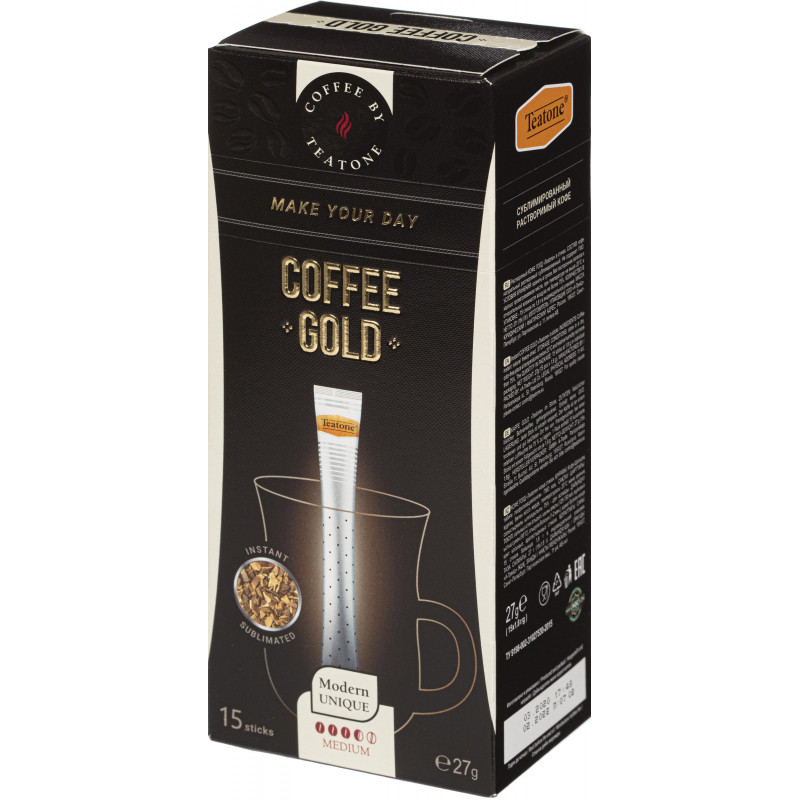 Кофе Teatone Gold в стиках, 15штx1,8г Кофе Teatone Gold в стиках, 15штx1,8г