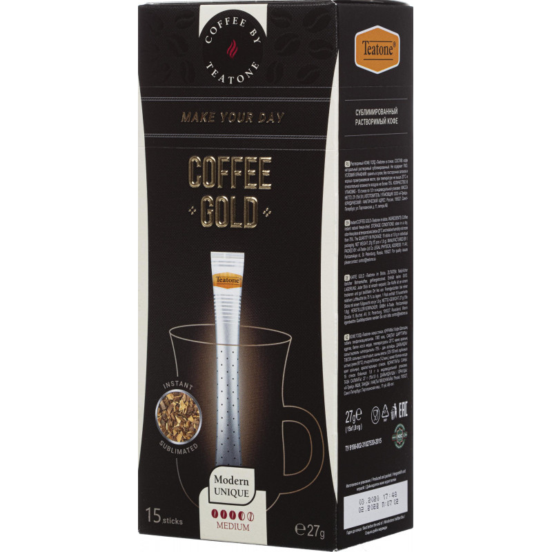 Кофе Teatone Gold в стиках, 15штx1,8г Кофе Teatone Gold в стиках, 15штx1,8г