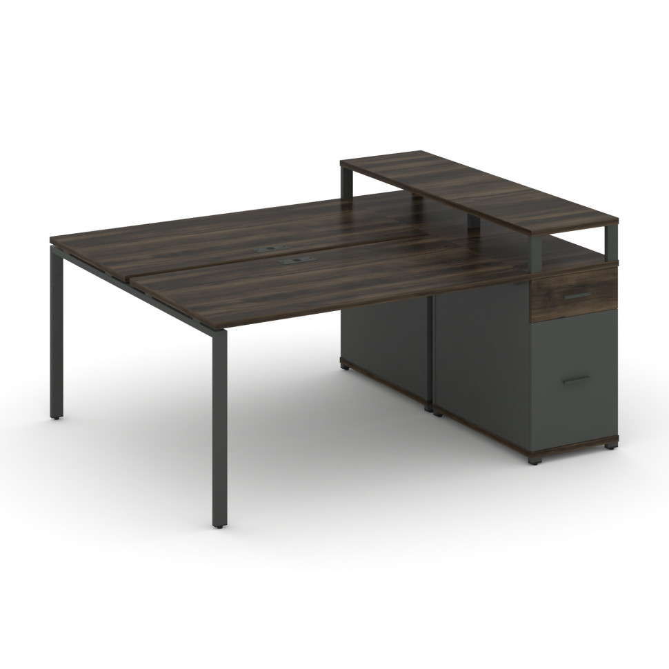Concept Рабочая станция с 1 опорной тумбой CN.DRS-415 A Дуб Мали/Антрацит/Металл Антрацит 1800*1480*
